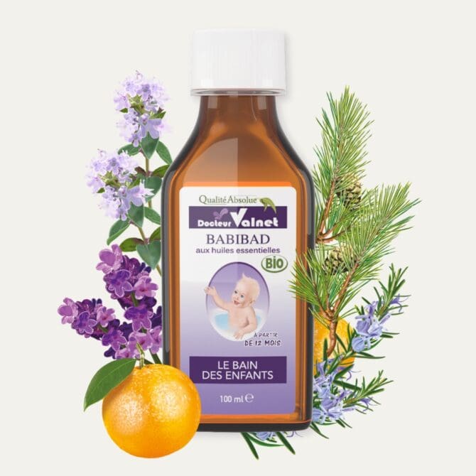 Babibad , le bain de enfants à base d'huiles essentielles 100% BIO du docteur Valnet. Flacon de 100 ml