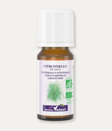 Flacon 10 ml d'huile essentielle de citronnelle de java. Certifiée label AB, Agriculture Biologique.