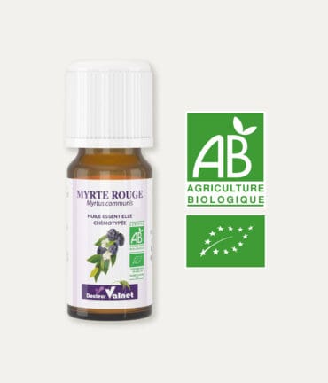 Huile essentielle de mythe rouge 100% BIO, certifiée label AB, Agriculture Biologique.