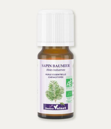 Flacon 10 ml d'huile essentielle de sapin baumier. Certifiée label AB, Agriculture Biologique.