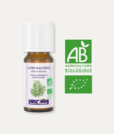 Huile essentielle de sapin baumier 100% BIO, certifiée label AB, Agriculture Biologique.