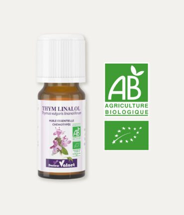 Huile essentielle de thym linalol 100% BIO, certifiée label AB, Agriculture Biologique.