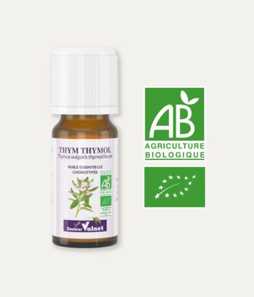 Huile essentielle de thym thymol 100% BIO, certifiée label AB, Agriculture Biologique.
