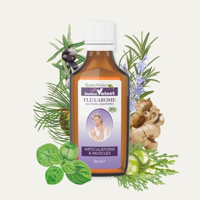 lexarome, articulations et muscles. Préparation à base d'huiles essentielles 100% bio. Flacon de 50 ml